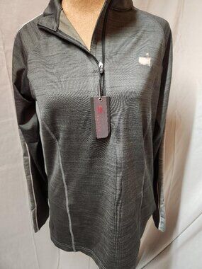 NWT Womens Masters Tech Lg Sleeve Quarter Zip Polo Caviar Gray Sz Med MSRP $109
